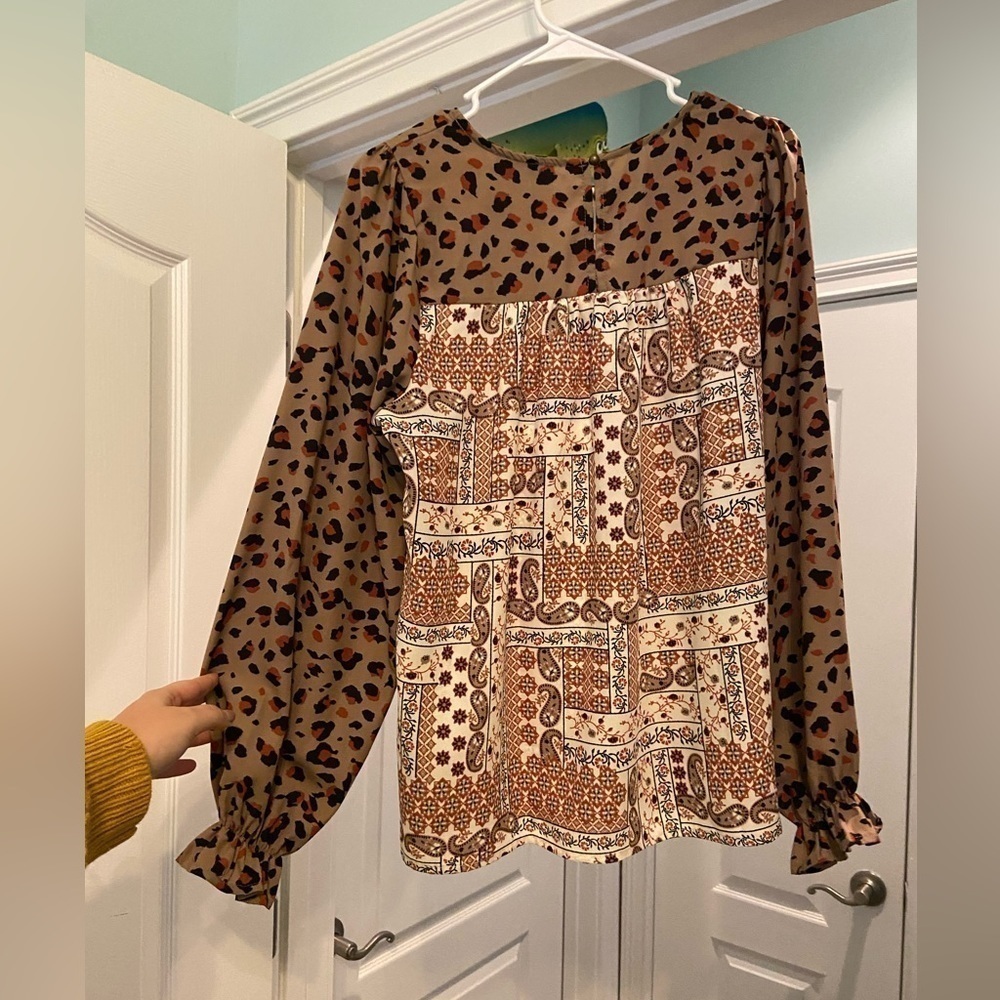 Andree By Unit Mixed Leopard Patchwork Blouse - image 4